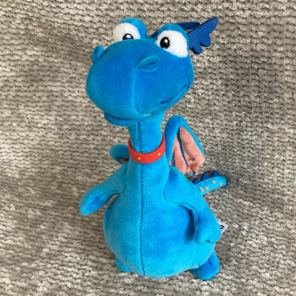 Disney Store Doc McStuffins Stuffy Dragon Plush 9” Blue Stuffed Animal Toy